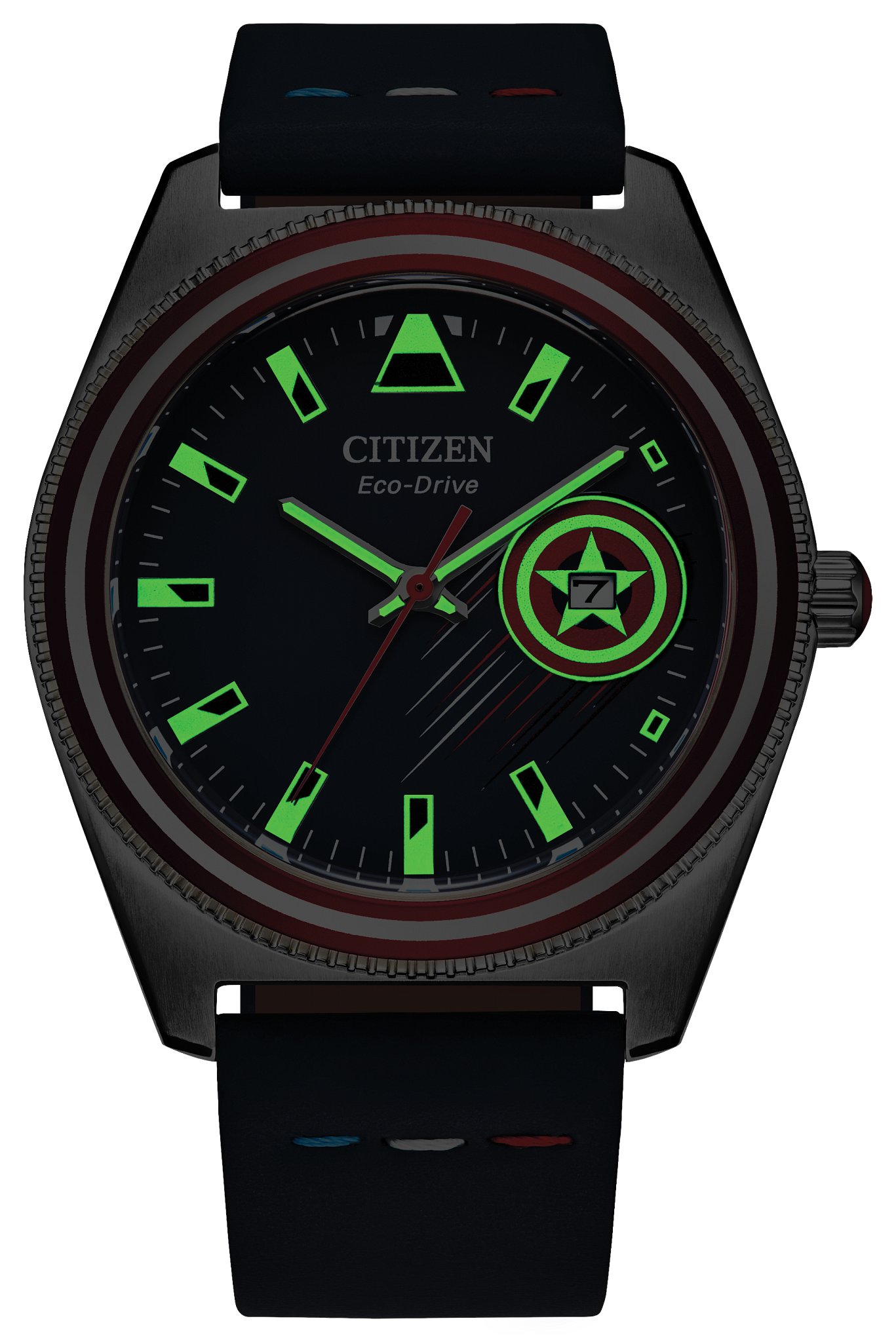 Captain America Soars Blue Dial Leather Strap AW1796 09W CITIZEN